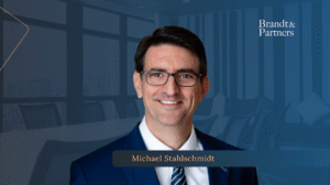 Business leader presenting growth strategy in a modern logistics office